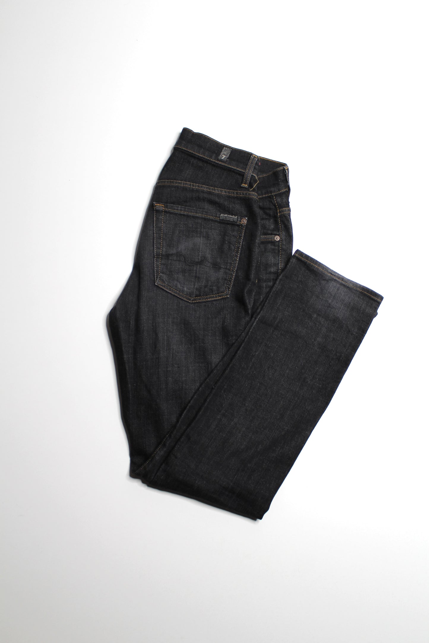 7 For All Mankind black straight leg jeans, size 32
