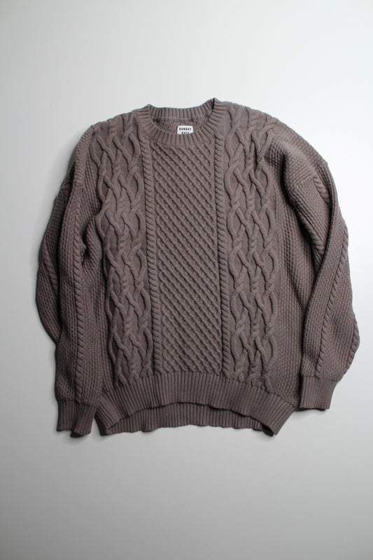 Aritzia Sunday Best deep taupe cable knit 'Peggy' sweeter, size small (relaxed fit)