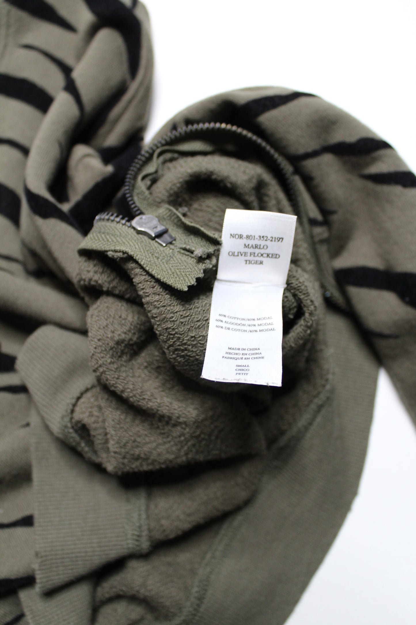 Rails olive/black ‘Marlo’ flocked tiger sweater, size small