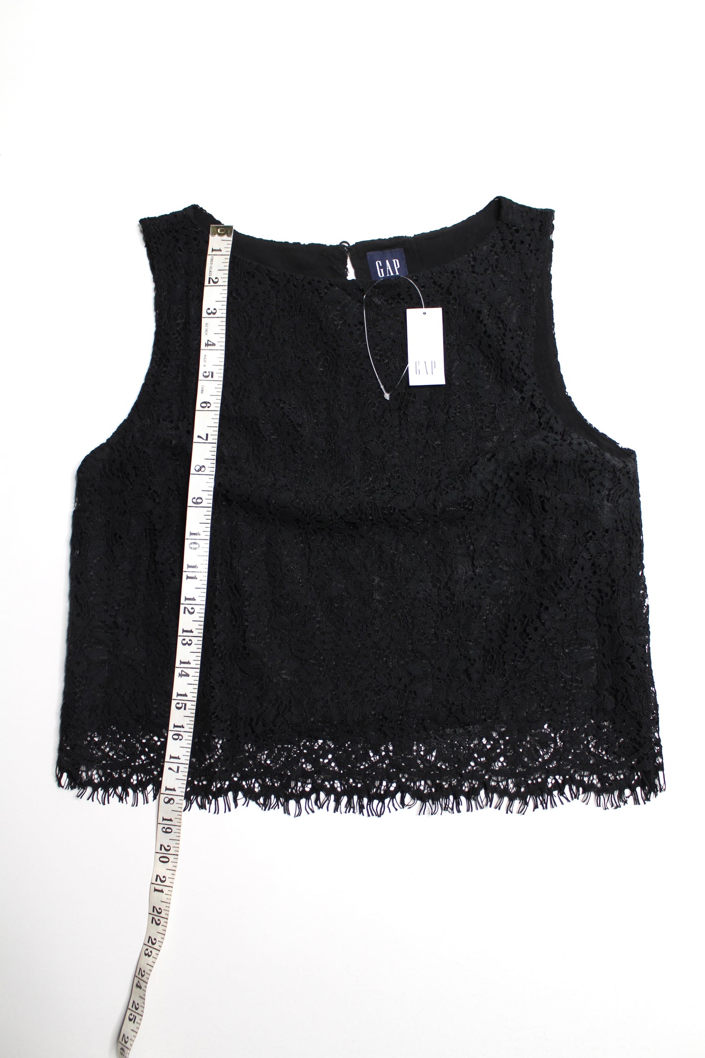 Gap black lace boatneck sleeveless top, size small *new with tags *matching skirt available (additional 50% off at checkout)