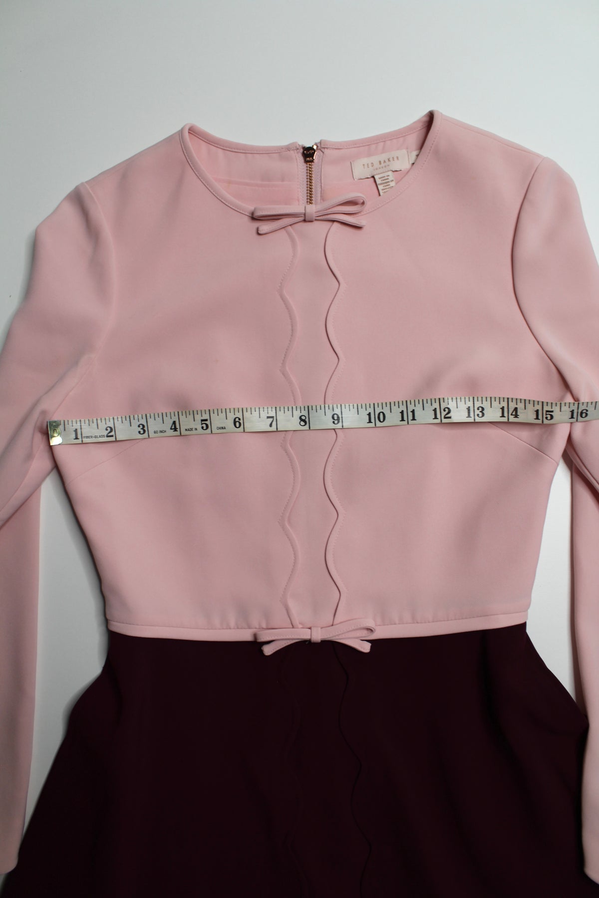 Ted Baker pink/maroon fit and flare  ‘scallop’ dress, size 1 (size xsmall)