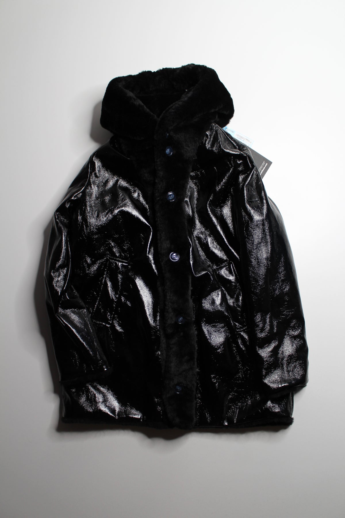 Life Oofwear (Sporting Life) black reversible faux fur ‘Teddy’ coat, Euro size 44 (large) *new with tags