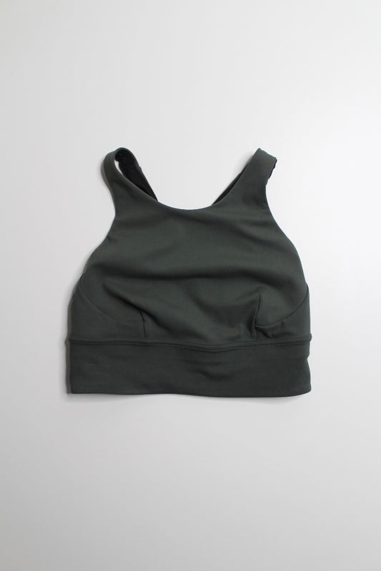 Lululemon smoked spruce long line wunder train bra, size 6 *C/D cup 