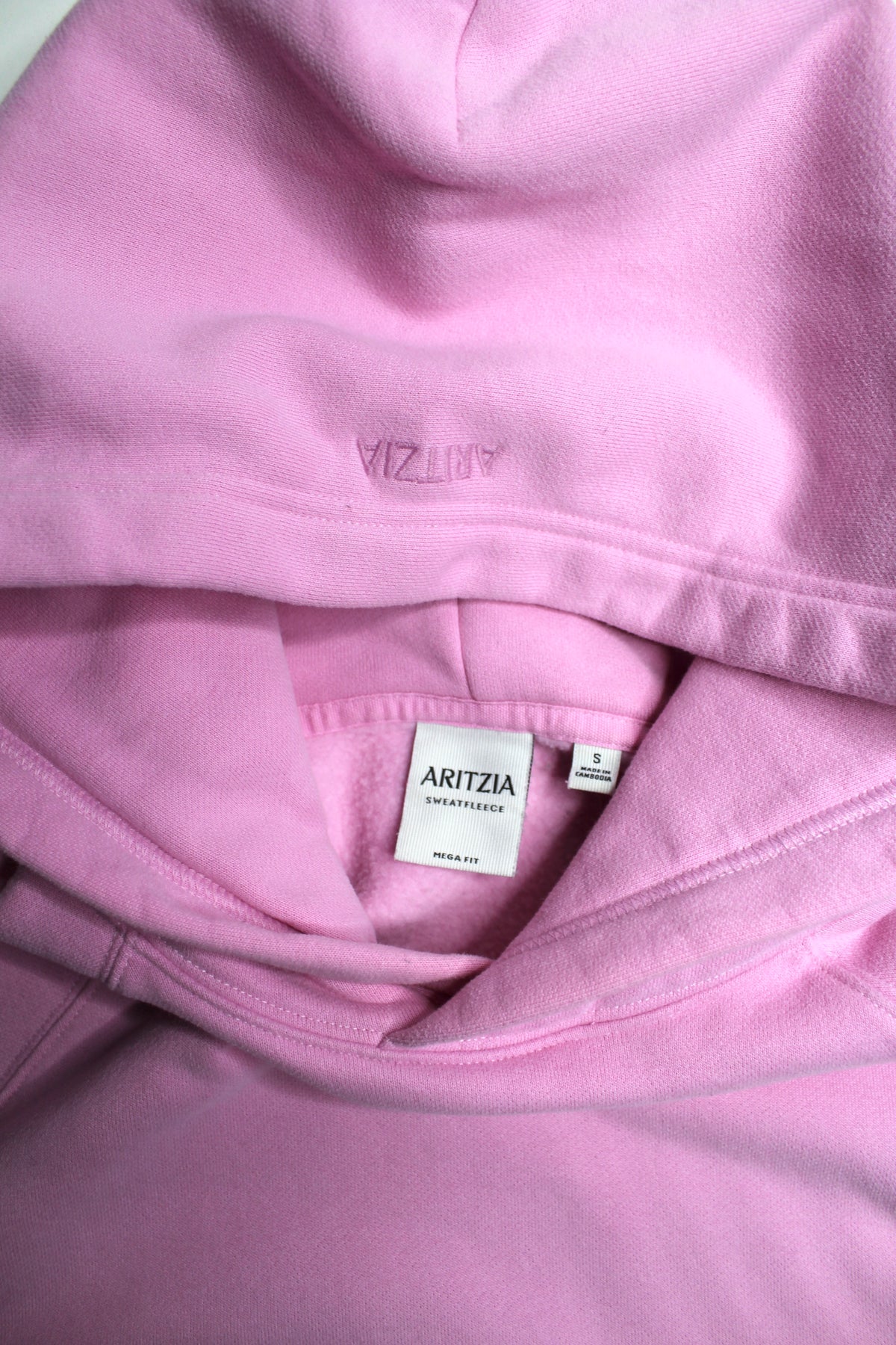 Aritzia pink cozy sweatfleece mega fit hoodie, size small (oversized fit)