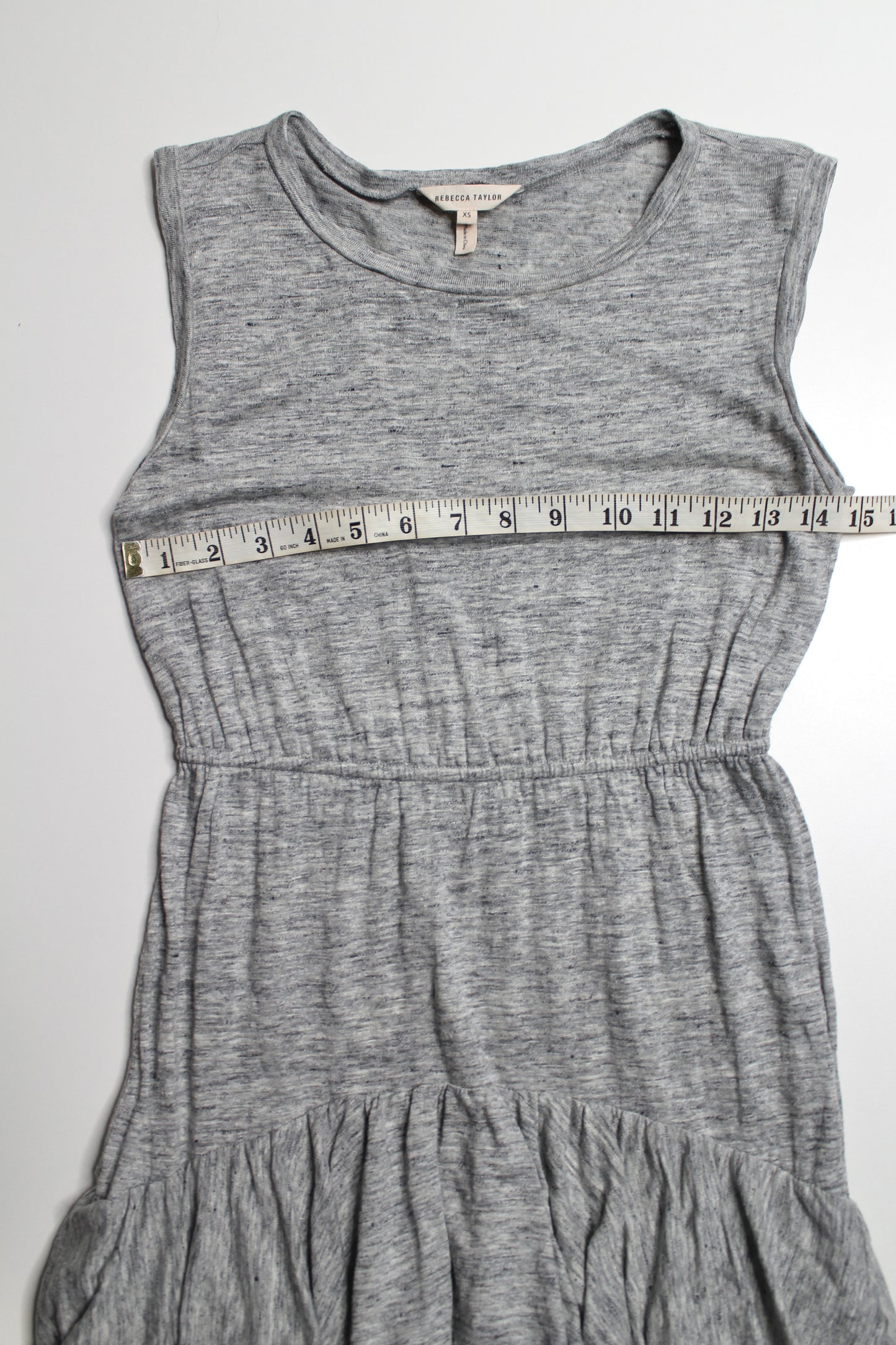 Rebecca Taylor grey jersey ruffle tiered tank dress, size xsmall
