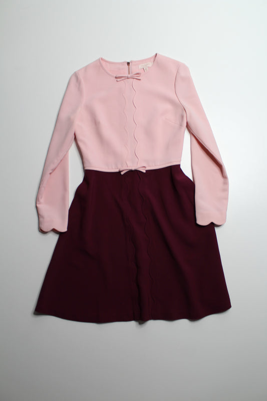Ted Baker pink/maroon fit and flare  ‘scallop’ dress, size 1 (size xsmall)