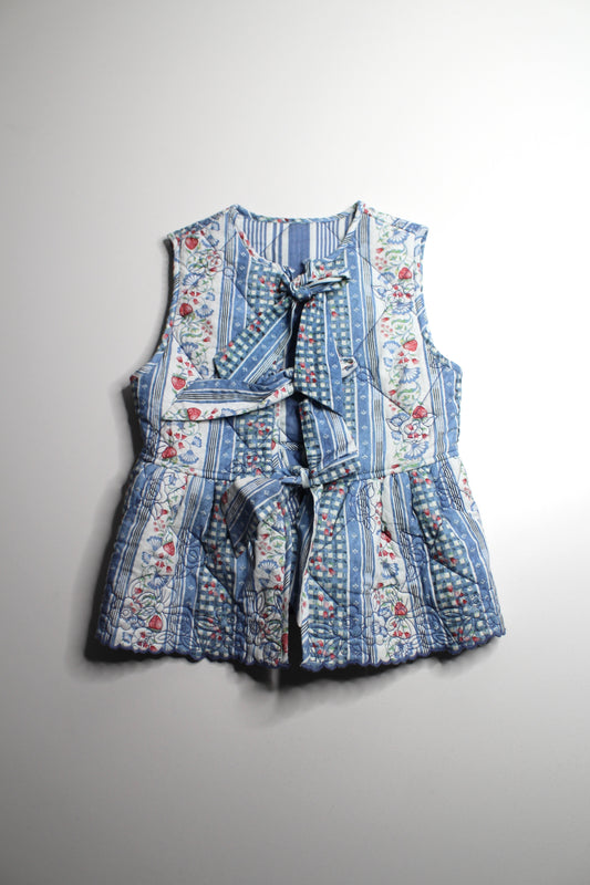 Anthropolgie Damson blue/white reversible gilet vest, size 8 (fits small/medium)