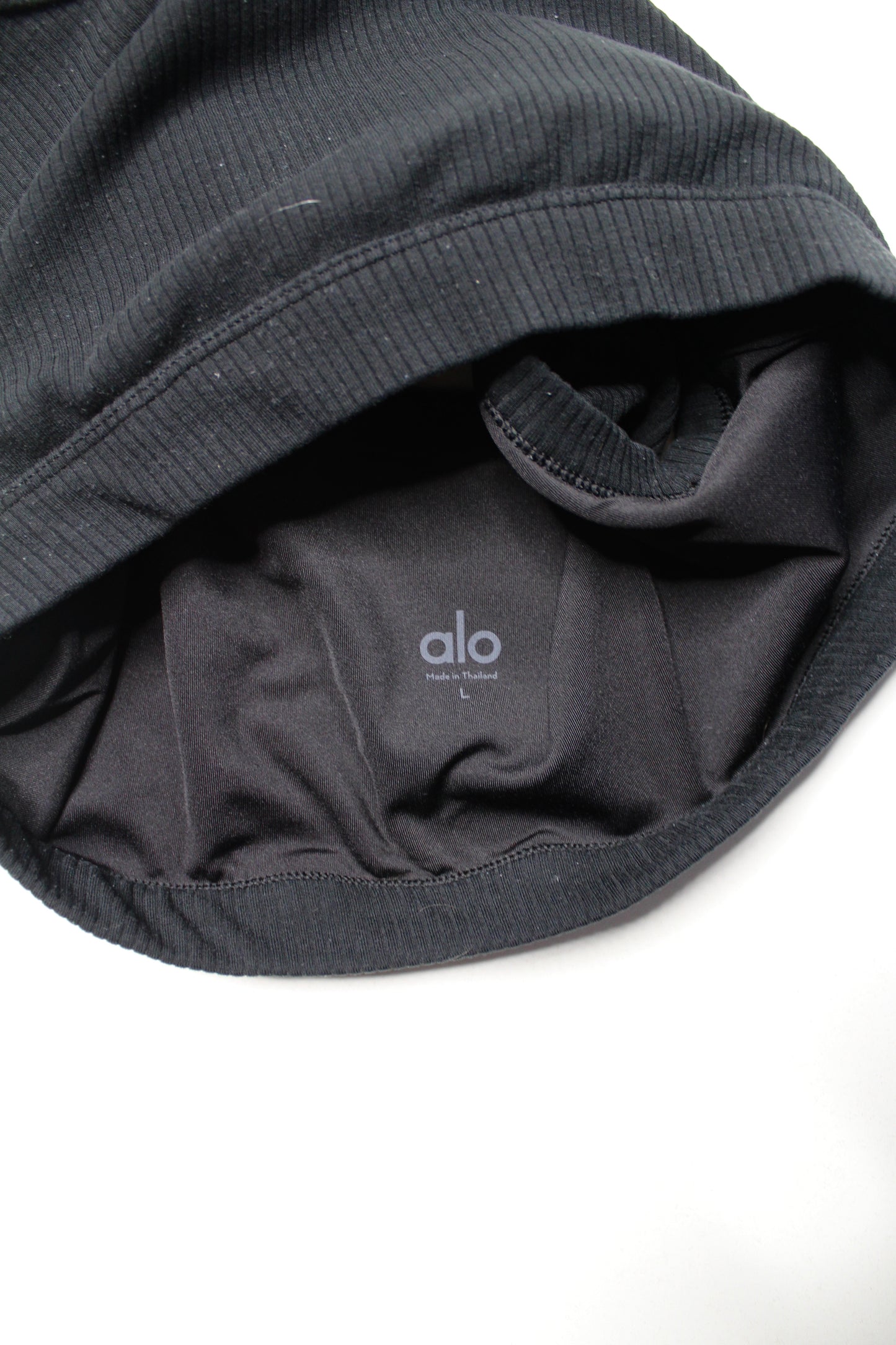 Alo Yoga black ribbed lounge bra, size large