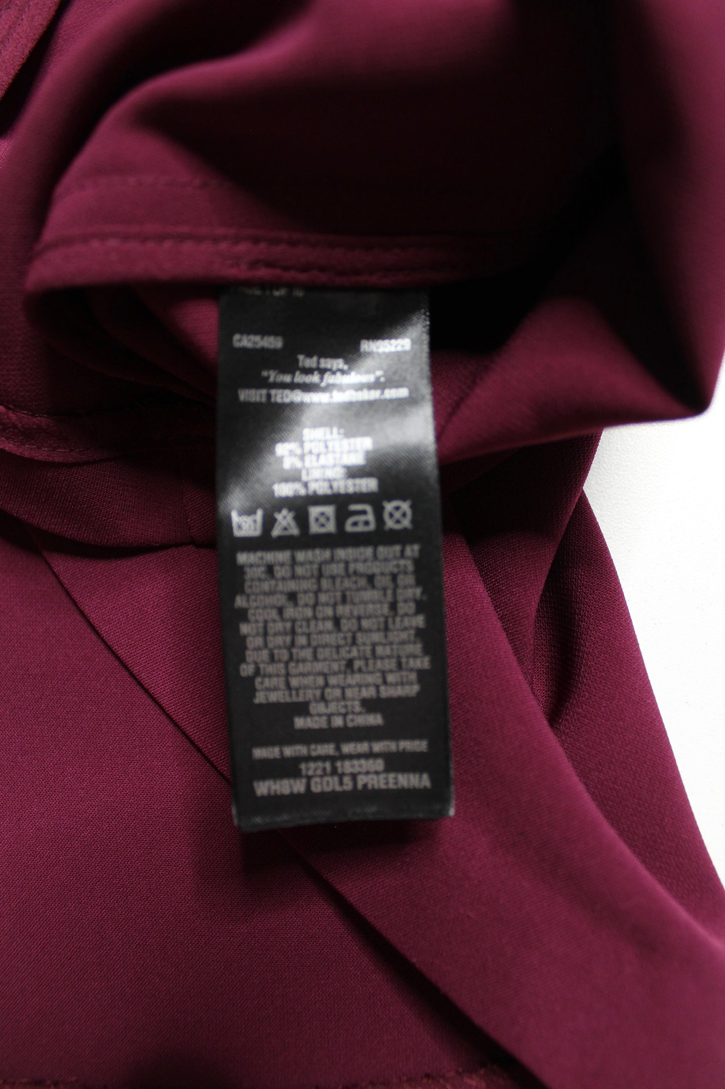 Ted Baker pink/maroon fit and flare  ‘scallop’ dress, size 1 (size xsmall)
