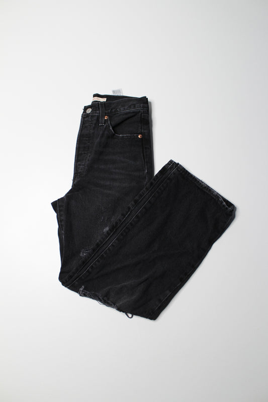 Levis black wash distressed ‘ribcage straight ankle’ jeans, size 24 (26”)