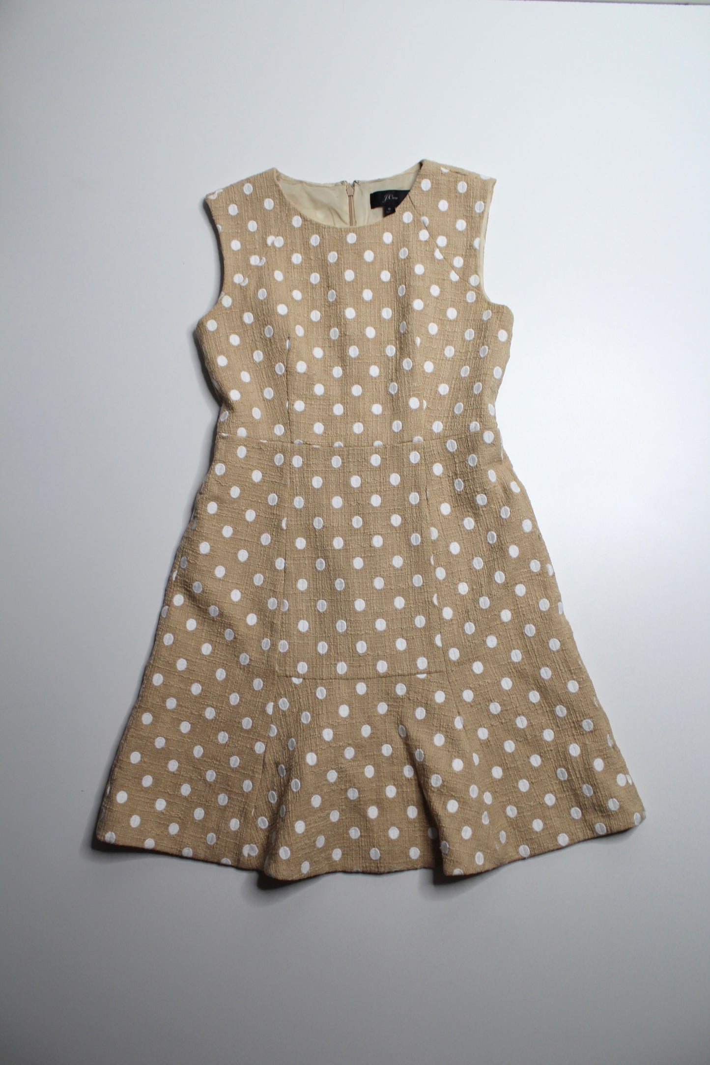 J.CREW beige/white ‘Marcy’ polka dot tweed dress, size 6