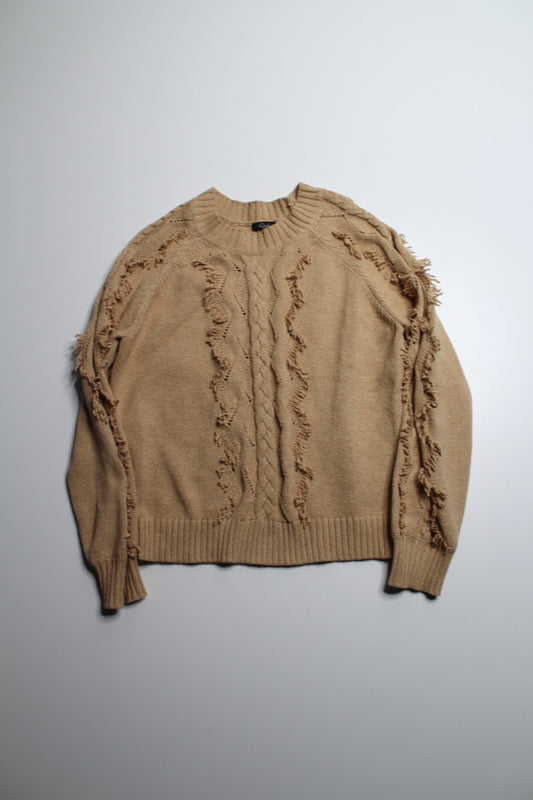 Rails camel ‘Francis fringe’ cable knit sweater, size small
