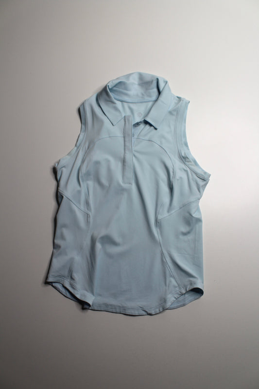 Lululemon light blue ‘quick dry sleeveless polo' tank, no size. Fits like 4 *curved hem