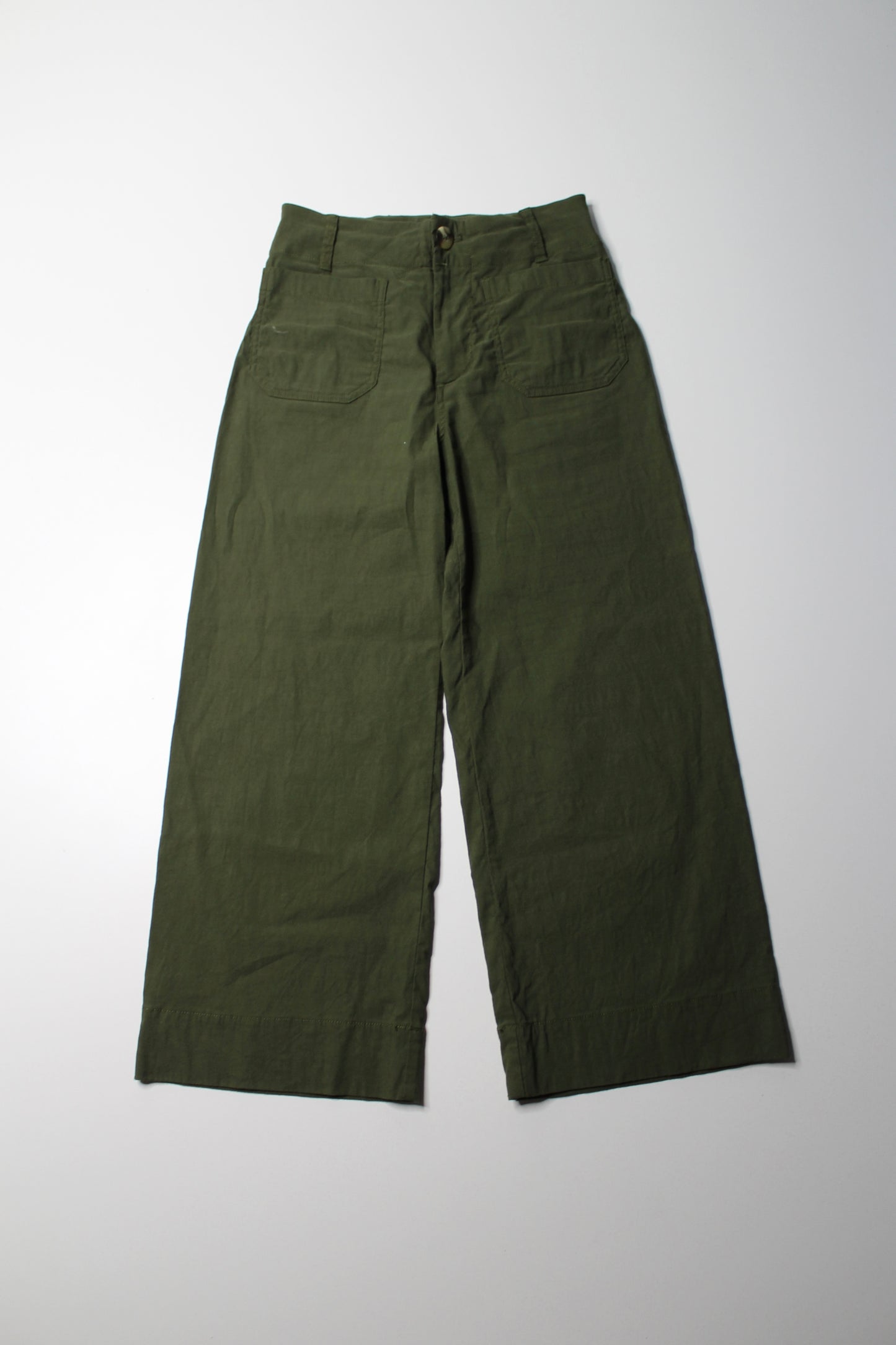 Anthropologie Maeve green high rise culotte wide leg pant, size 26 P (23”)