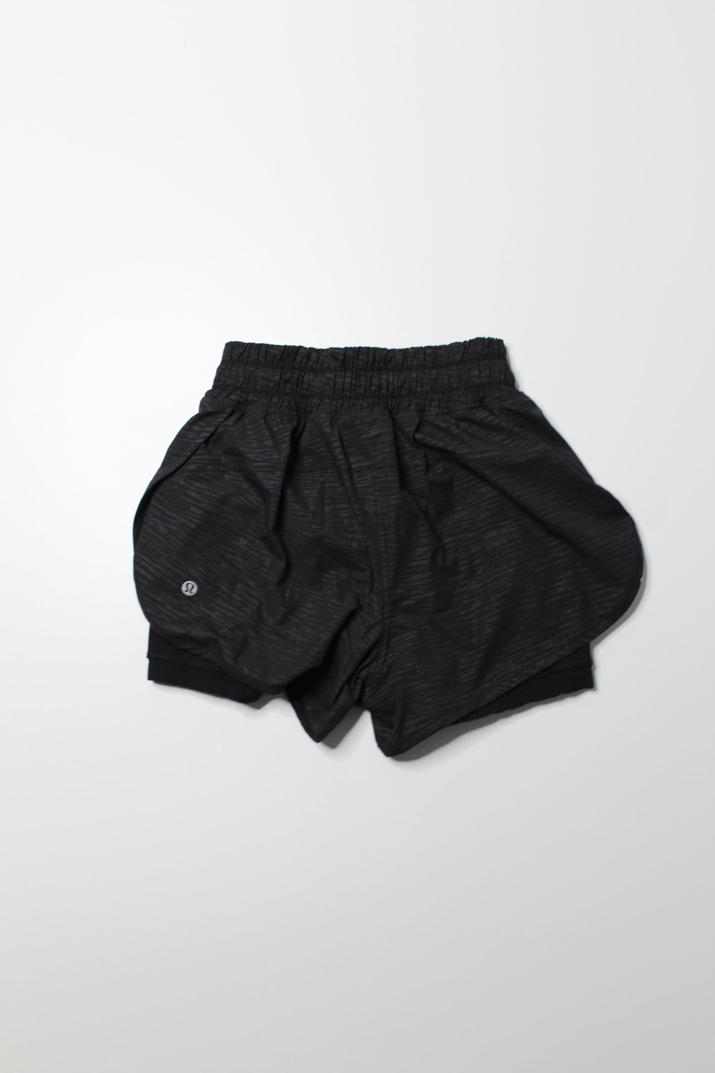 Lululemon stride emboss black ‘bootcamp’ shorts, size 4 (3.5”)