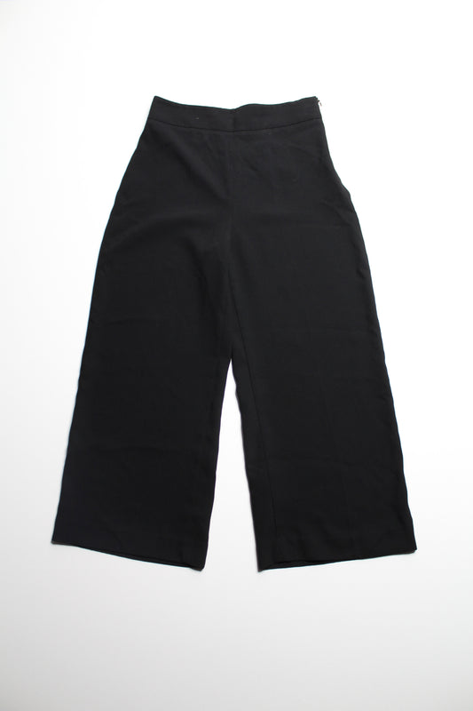 Zara black high rise wide leg crop trouser, size medium