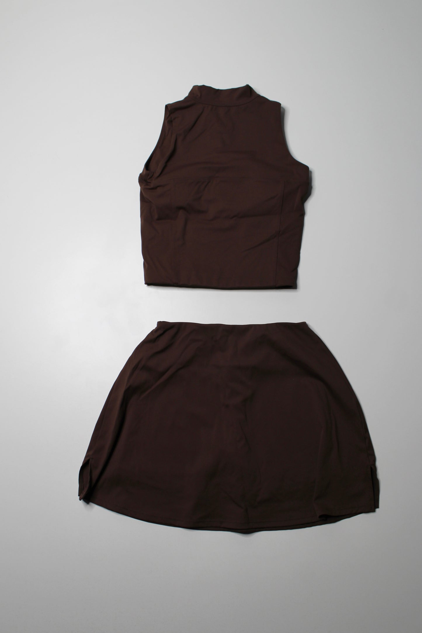 Vinny The Label dark brown 'Serena' skort + matching 'Hailey' tank set, size medium