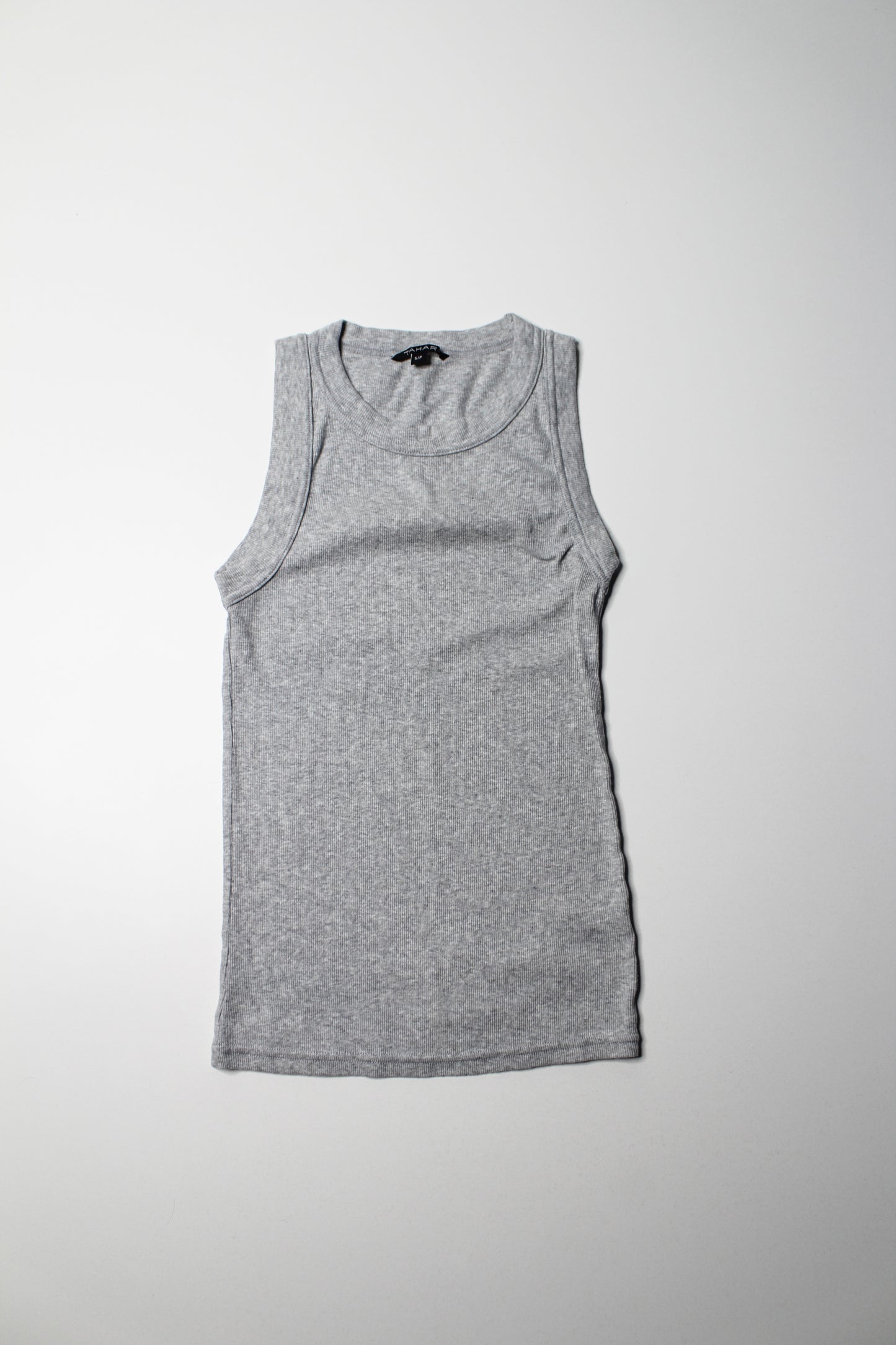 Tahari grey ribbed tank, size small