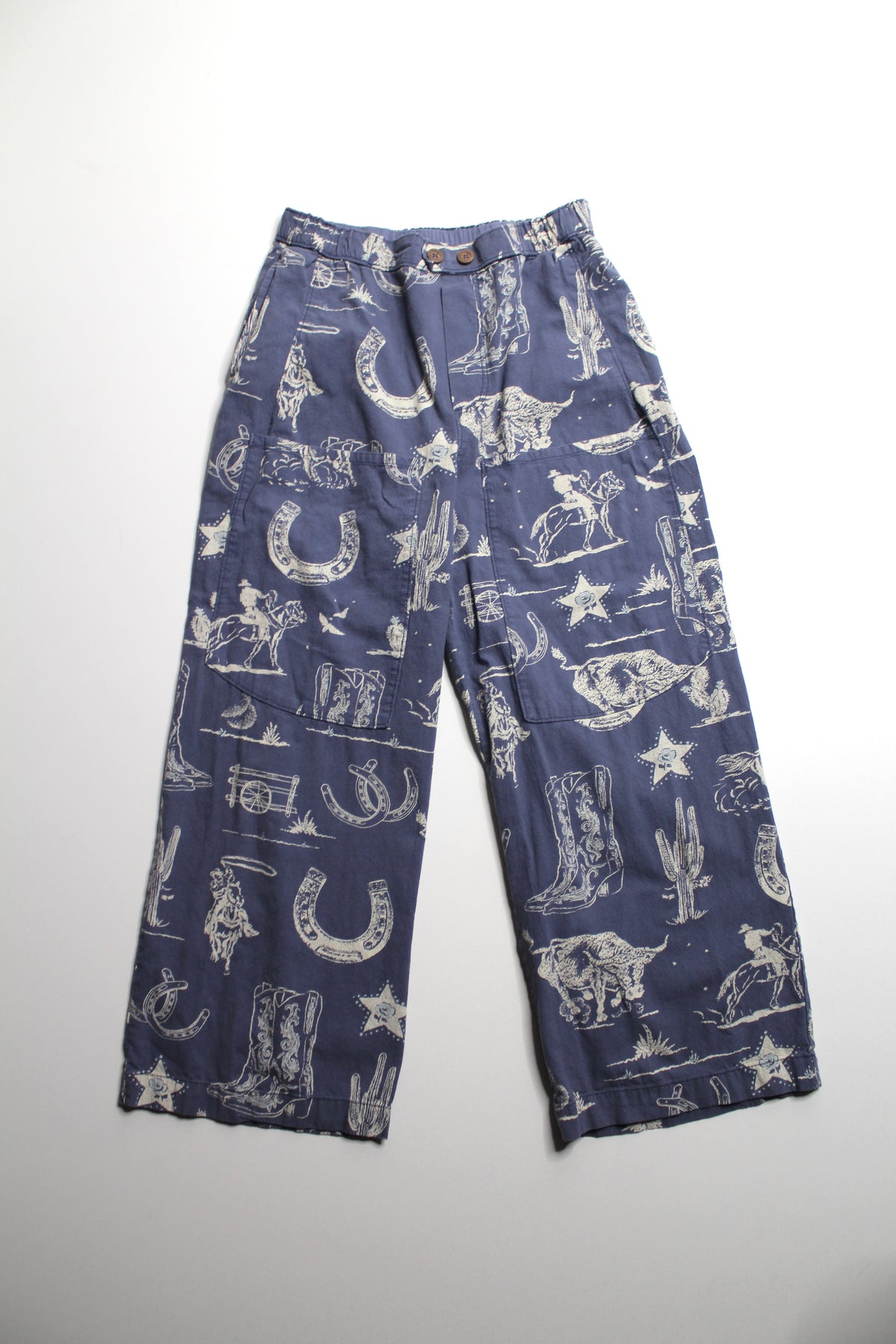 Free People seaside blue ‘rodeo’ pull on wide leg pant, size medium