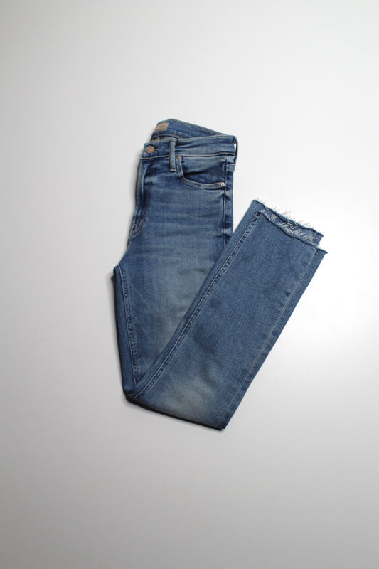 Mother riding the cliffside midrise ‘dazzler ankle fray’ jeans, size 24 (fit like 25)
