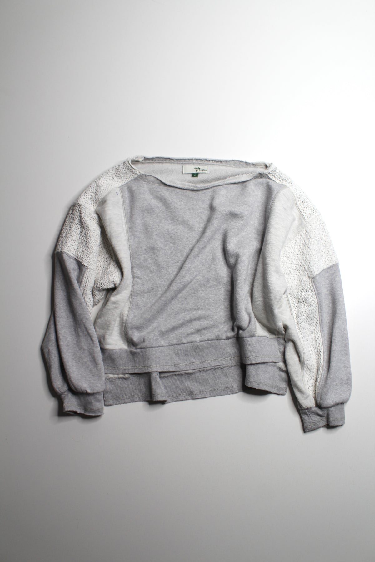 Anthropologie Daily Practice crew-neck lace panel sweatshirt, size xs (oversized) Fits up to medium *matching joggers available