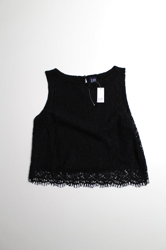 Gap black lace boatneck sleeveless top, size small *new with tags *matching skirt available