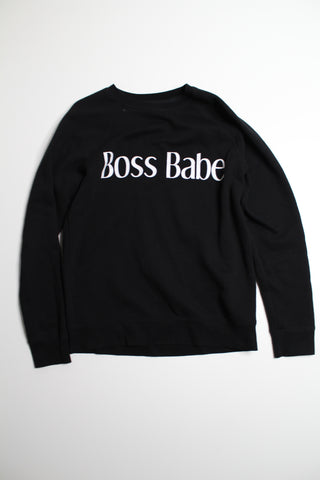 Brunette The Label black ‘BOSS BABE’ sweater, size S/M (price reduced: was $36)