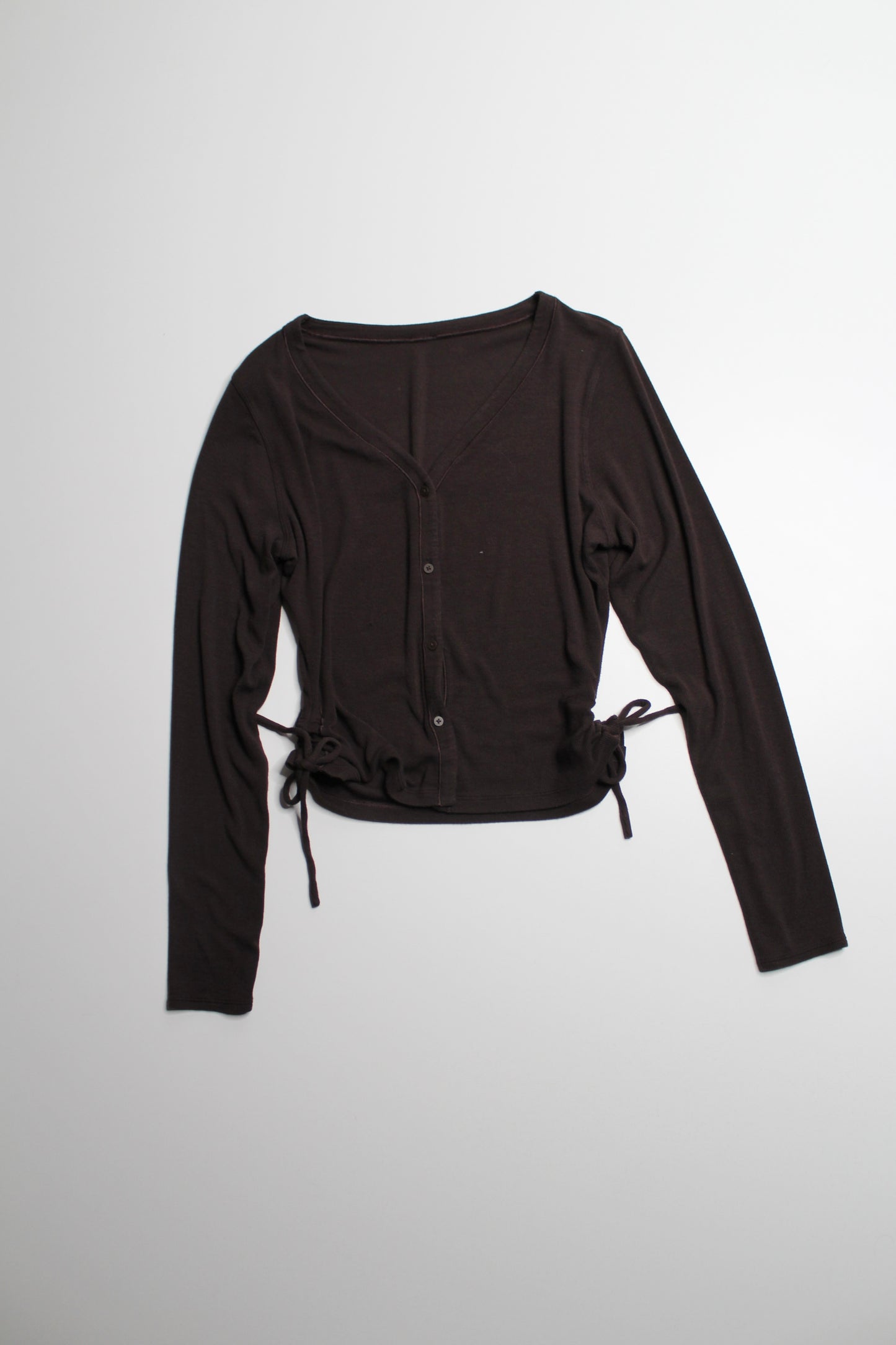 Lululemon dark brown ‘hold tight’ side cinch cardigan, no size. Fits like 6