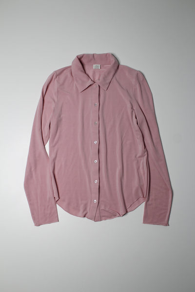 Aritzia wilfred pink ‘pose’ collared button up long sleeve, size medium