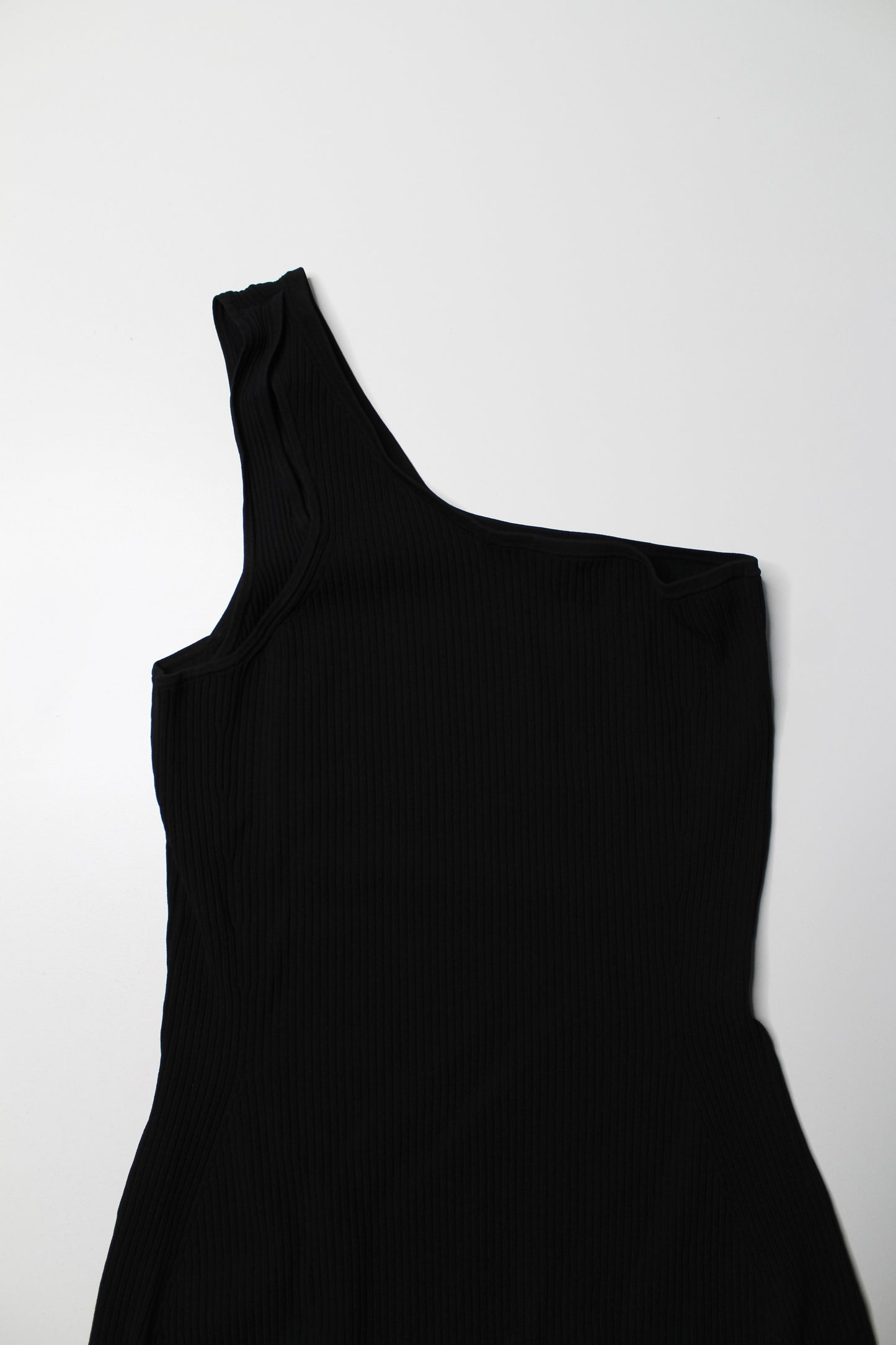 Lululemon black one shoulder ribbed dress, size medium (price reduced: was $68)