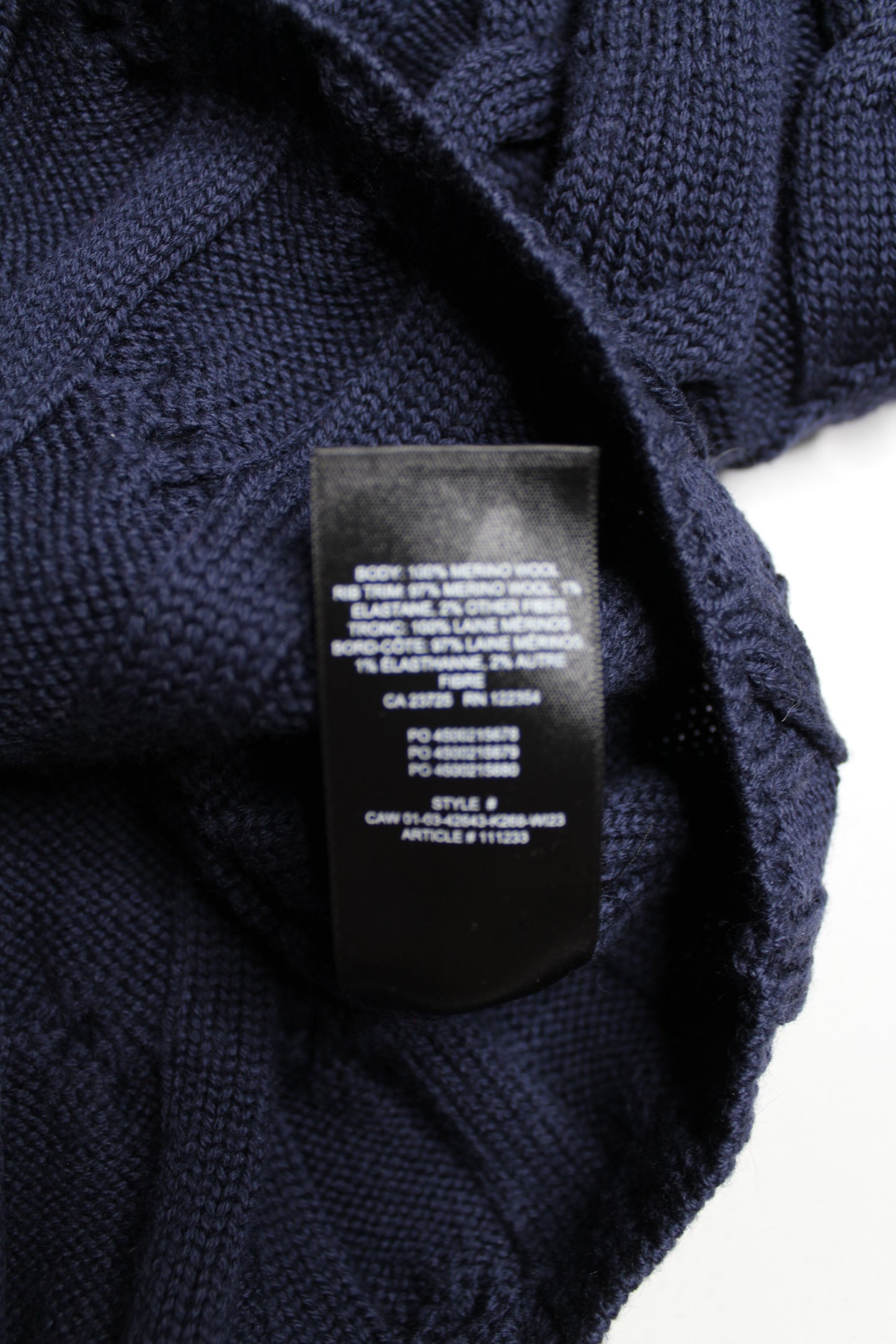 Aritzia navy cable knit ‘glory’ merino wool cropped sweater, size small (oversized fit)