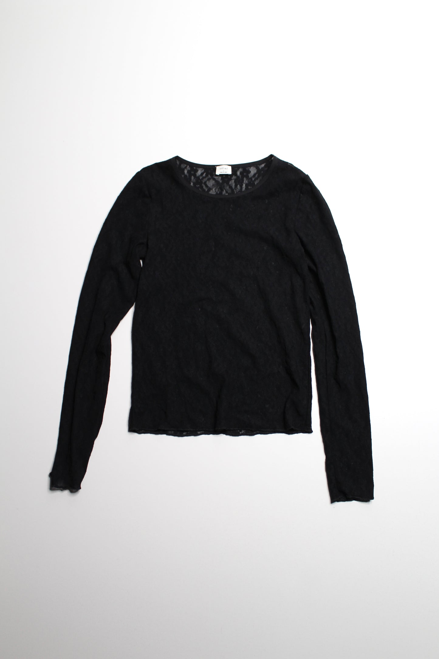 Aritzia Wilfred black stretchy lace long sleeve, size small