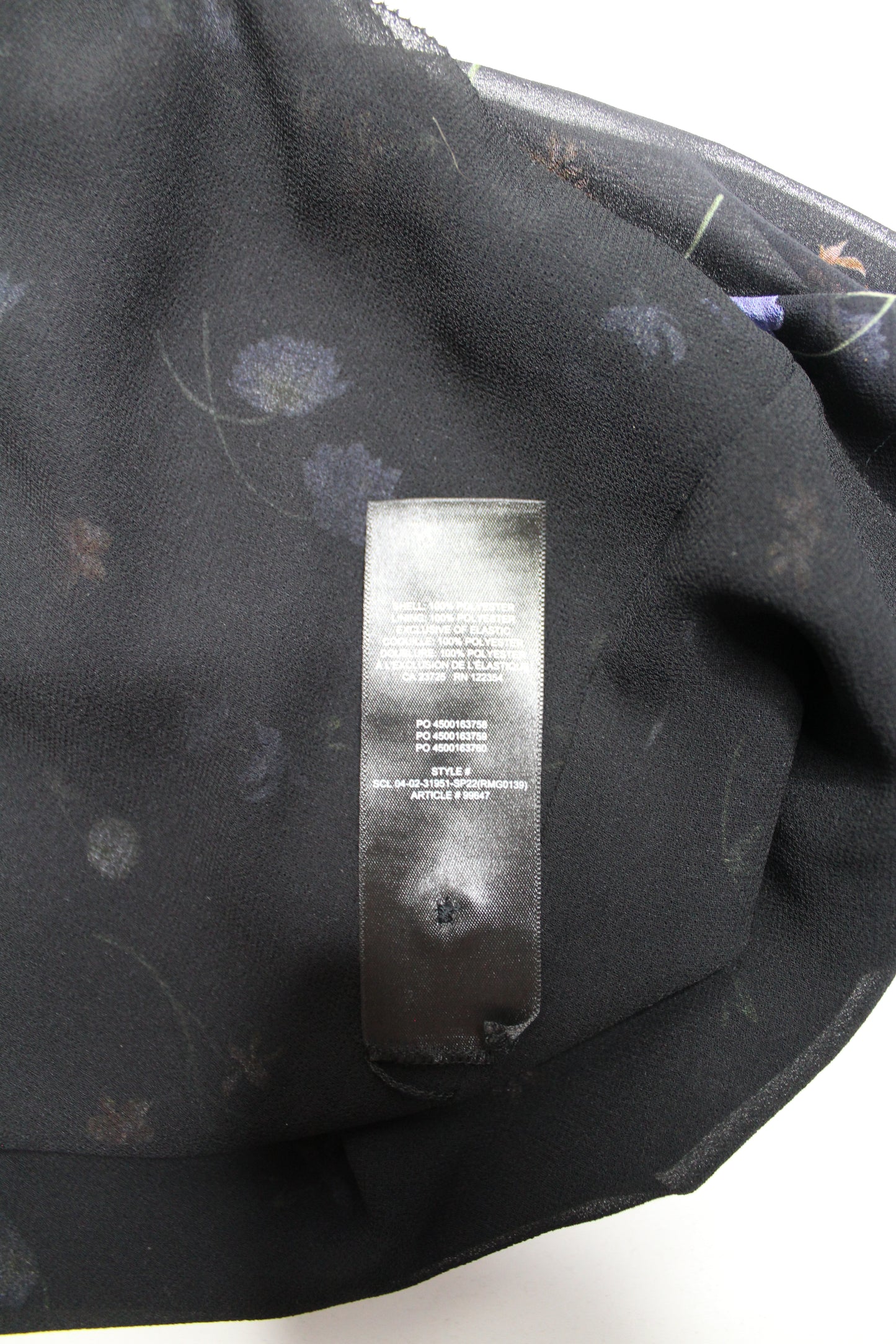 Aritzia Wilfred black floral 'valencia' pullover semi sheer blouse, size medium (flowy fit)