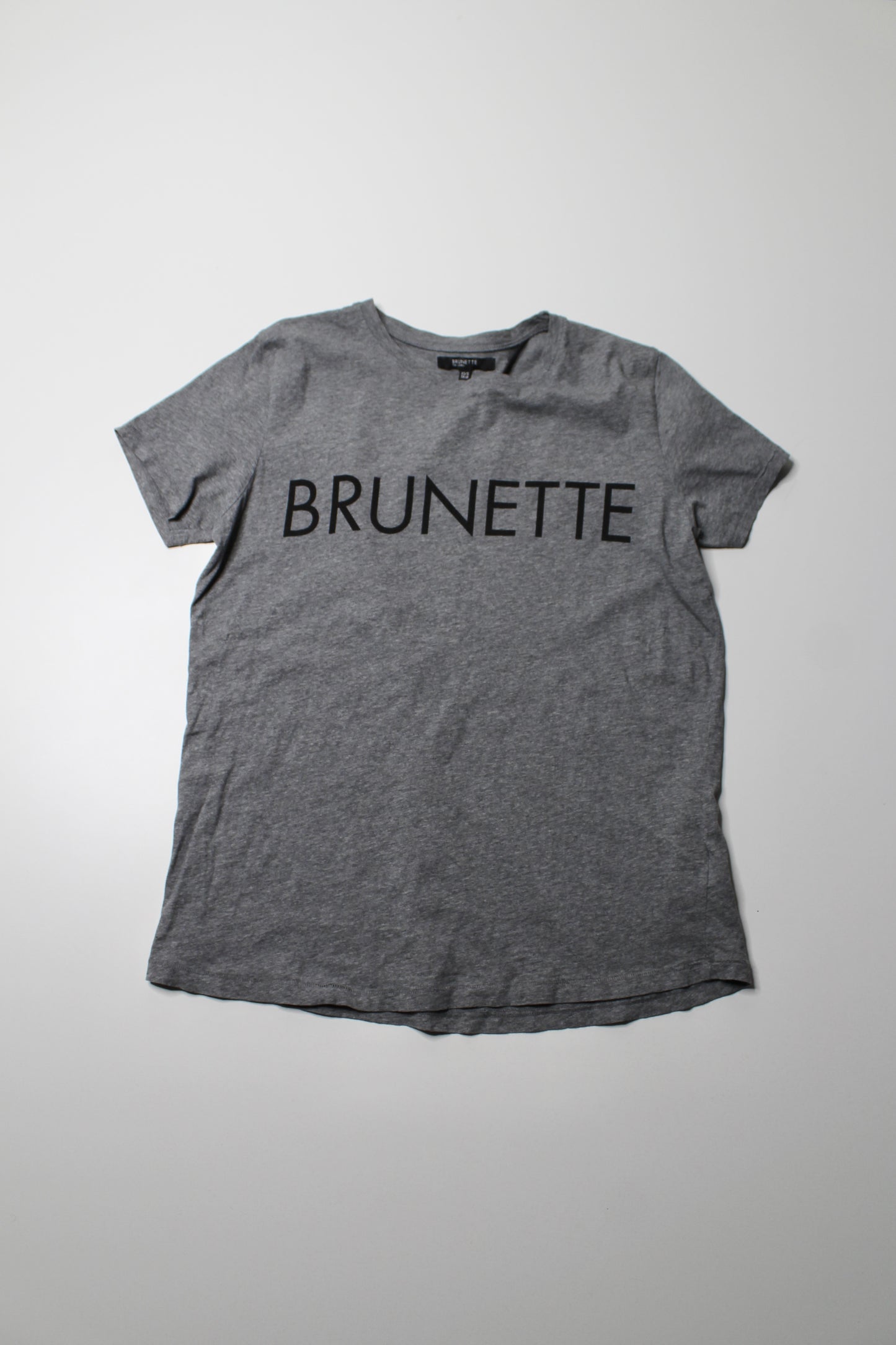 Brunette The Label heathered grey ‘BRUNETTE’ t shirt, size xs/s (oversized fit) Fits like small/medium