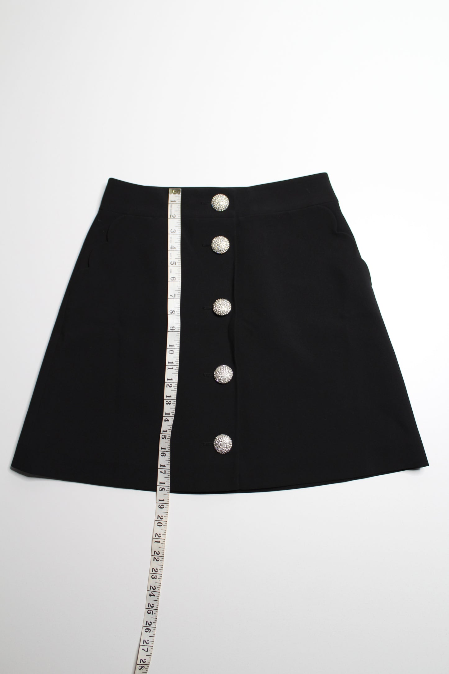 Kate Spade black high waisted button front a line skirt, size 6 (additional 20% off)