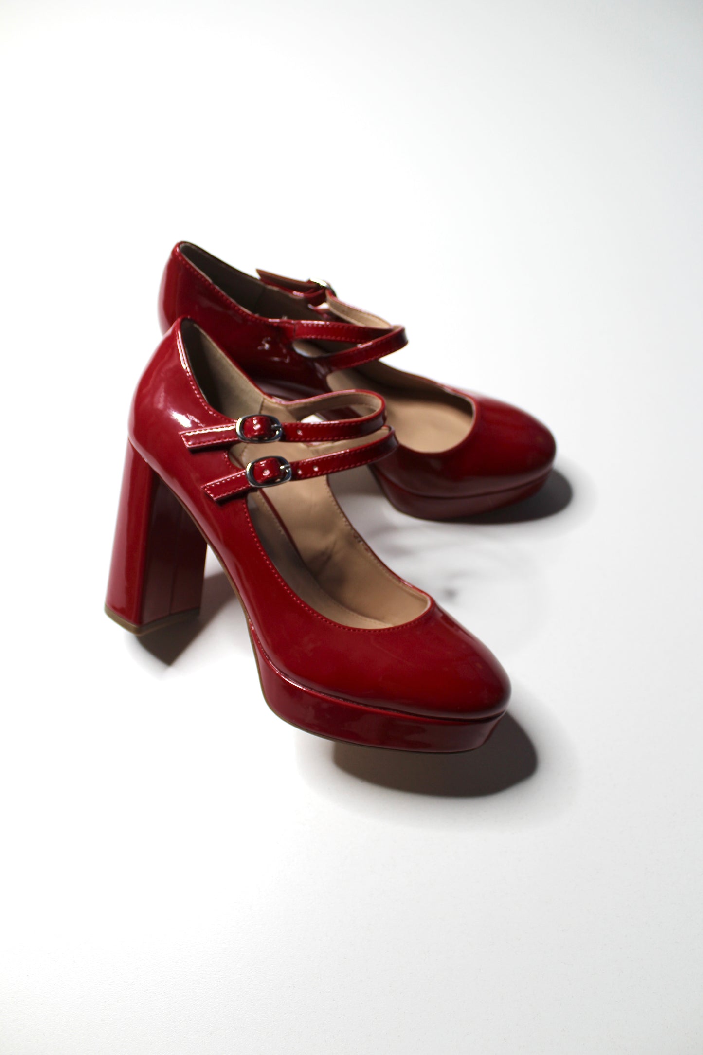 Steve Madden red ‘tiara’ Mary jane chunky platform heel, size 6.5 (was $48)