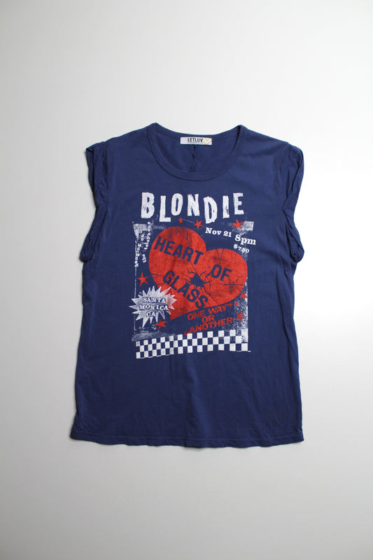 Anthropologie Letluv blue ‘1978 Blondie' roll sleeve t shirt, size small