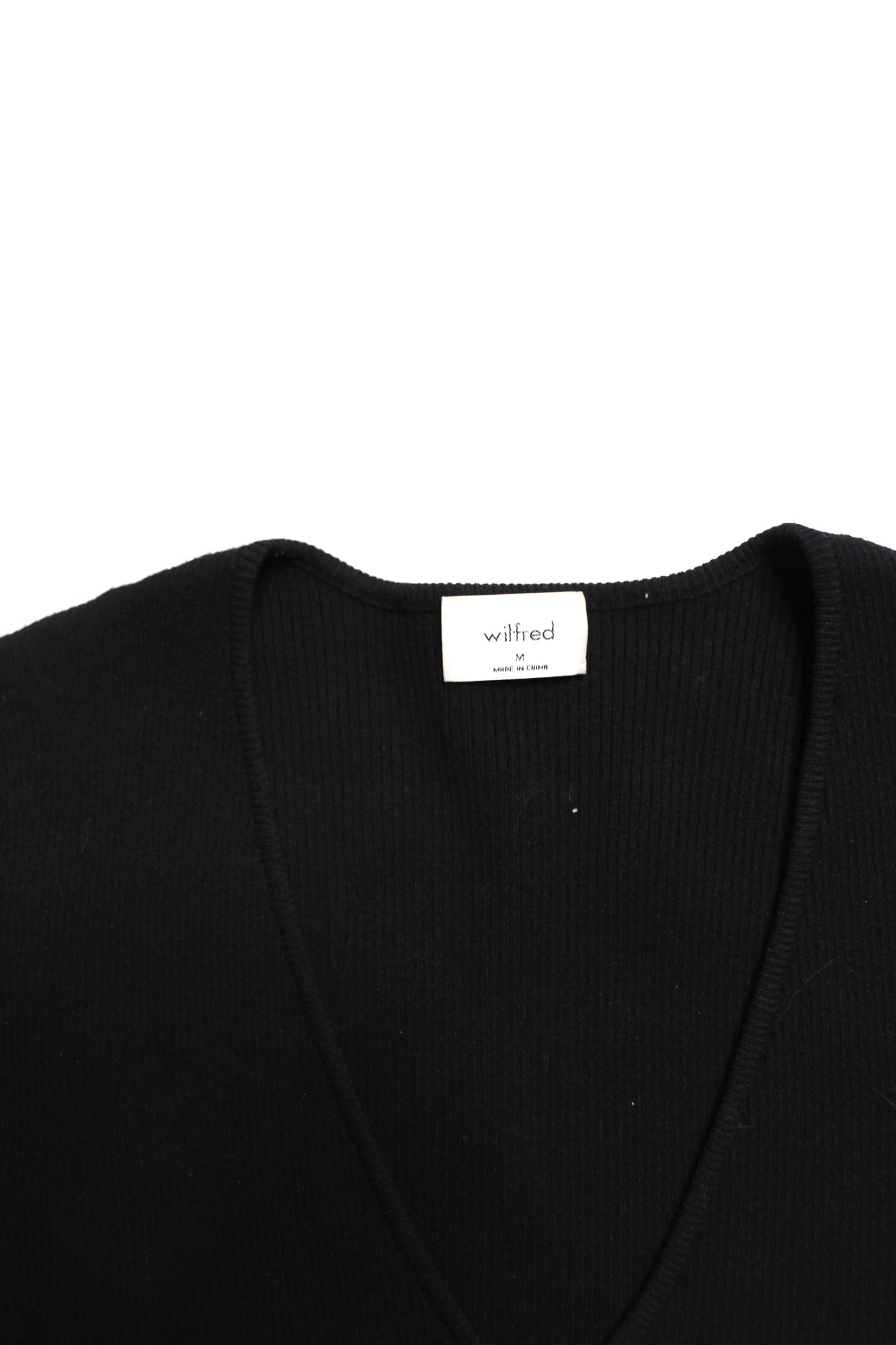 Aritzia Wilfred black ribbed tie back short sleeve, size medium