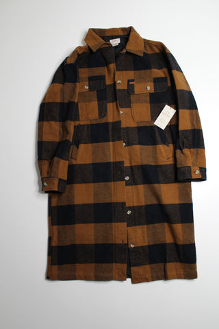Brixton bison bowery long plaid jacket, size small *new with tags