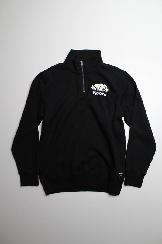 Roots black 1/4 zip pullover, size xs