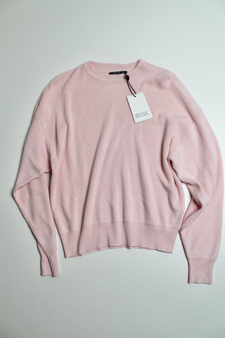Brunette The Label pink ribbed knit crew sweater, size xs/s *new with tags