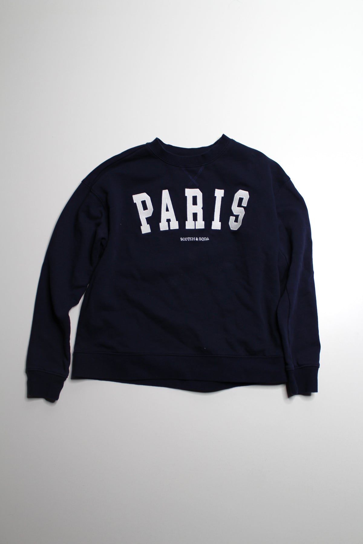 Anthropologie Scotch & Soda navy PARIS sweatshirt, size xs (relaxed fit)