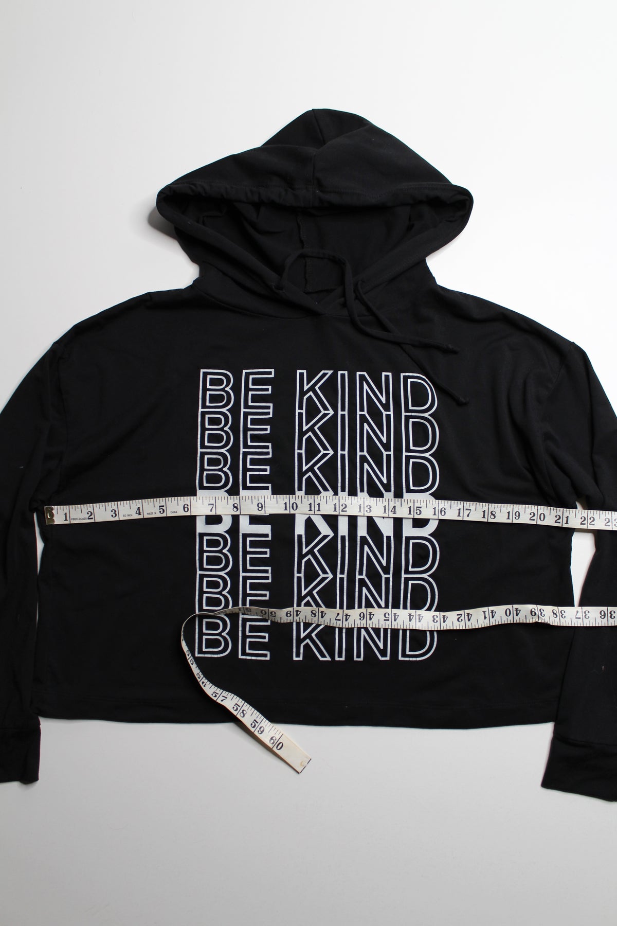 Good HYOUman ‘be kind’ black long sleeve hoodie, size xs (loose fit)