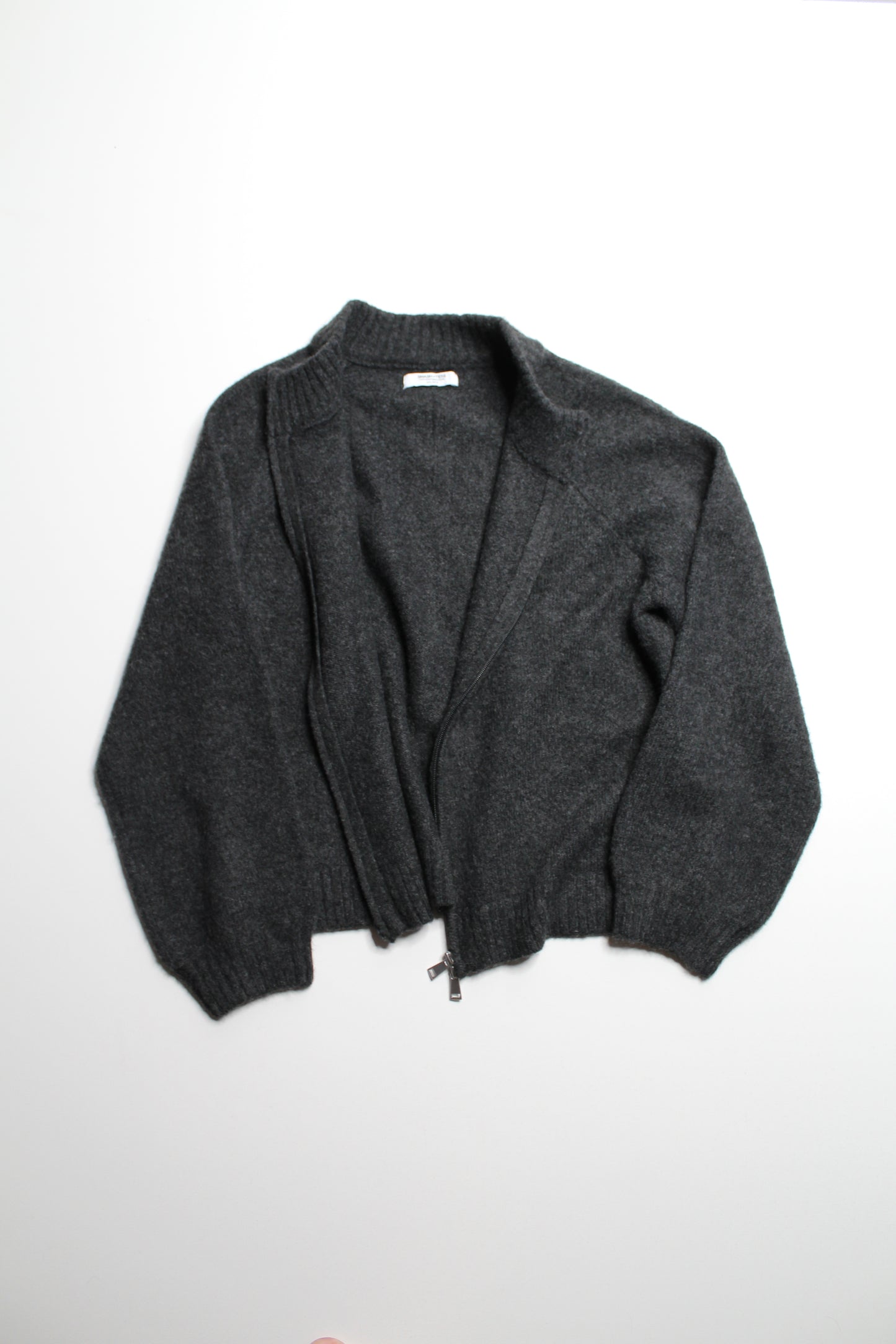 Smash + Tess dark grey knit zip up sweater, size M/L (loose fit)