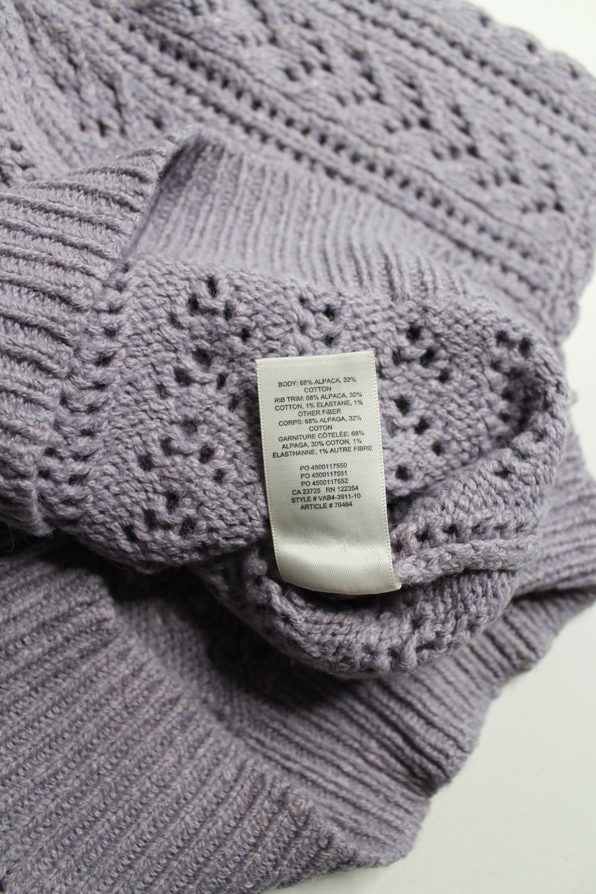 Aritzia Wilfred lilac puff sleeve knit short sleeve sweater, size small