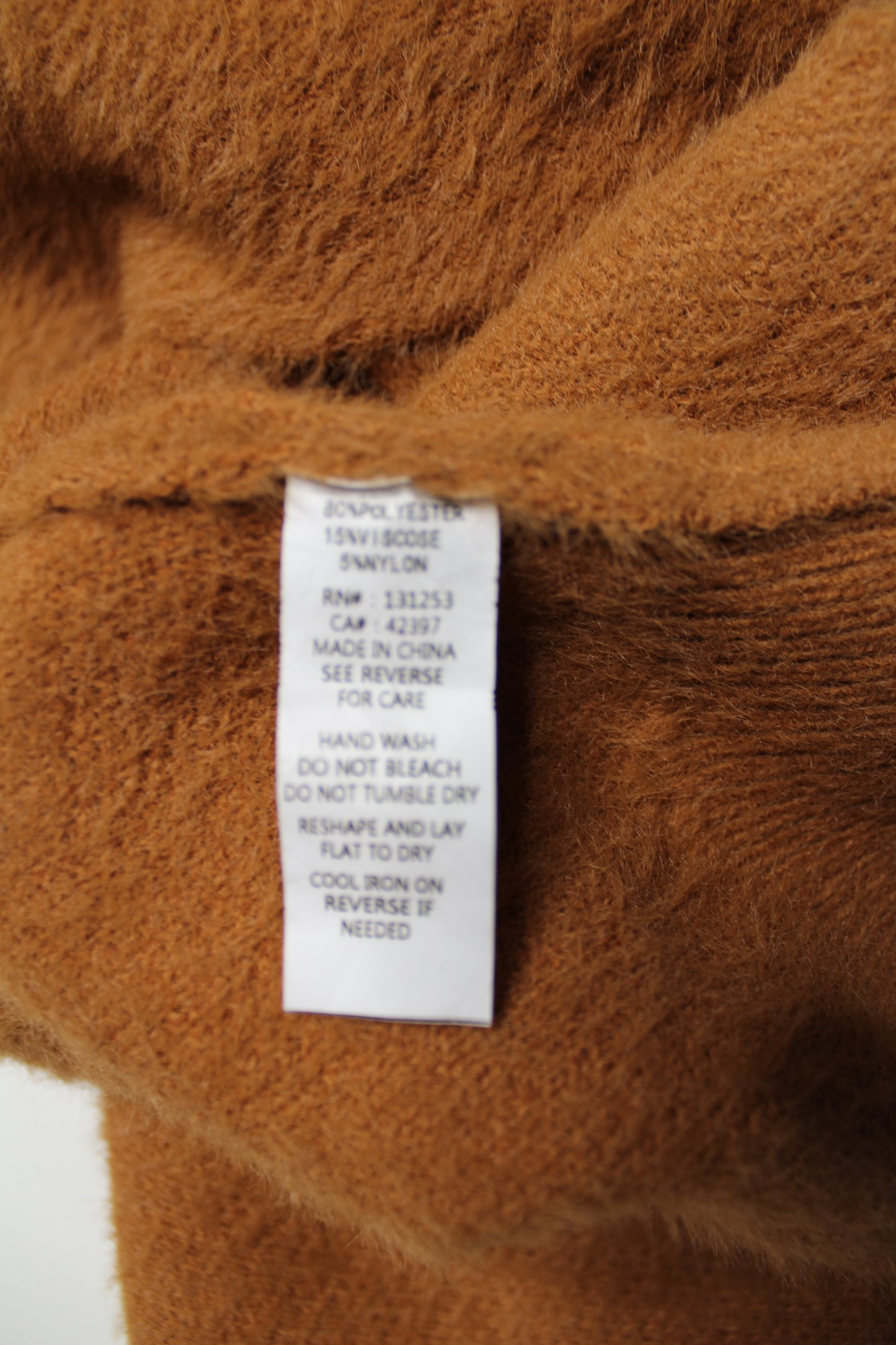 Pink Martini camel ‘Arielle’ fuzzy cardigan, size xs (loose fit)