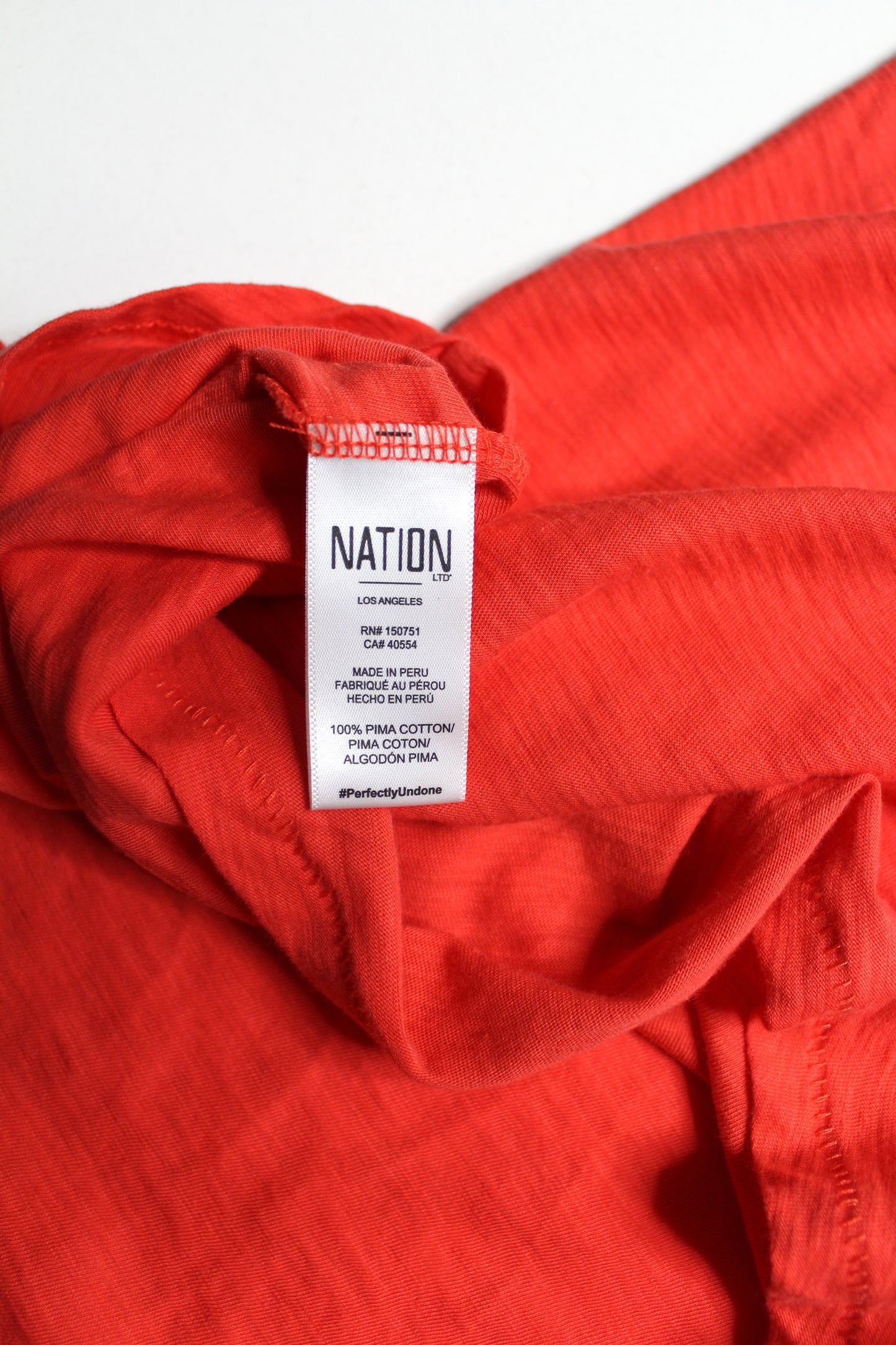 Nation deep orange ruffle t shirt dress, size medium