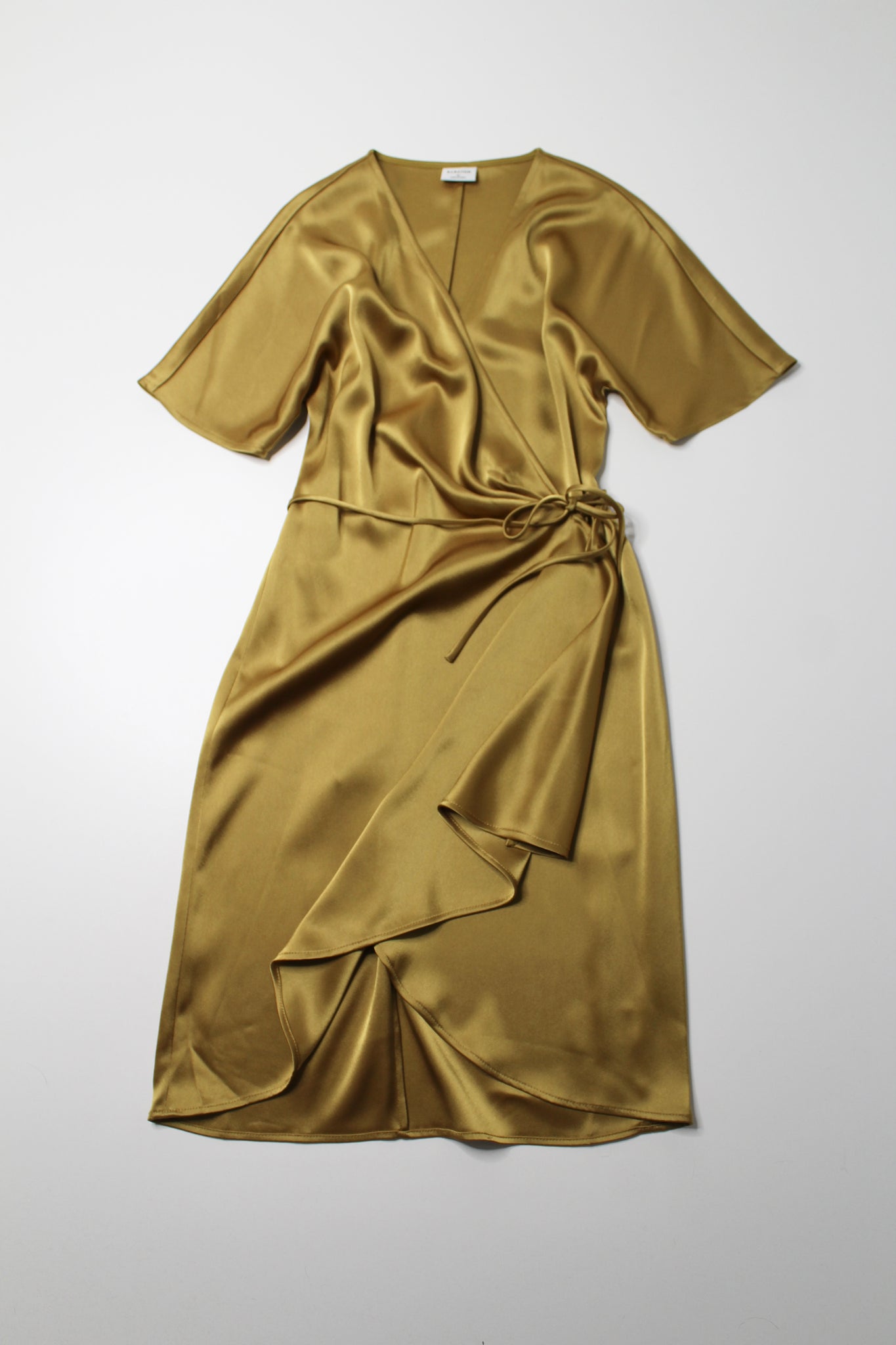 Aritzia Babaton gold satin ‘Wallace’ wrap dress, size xs