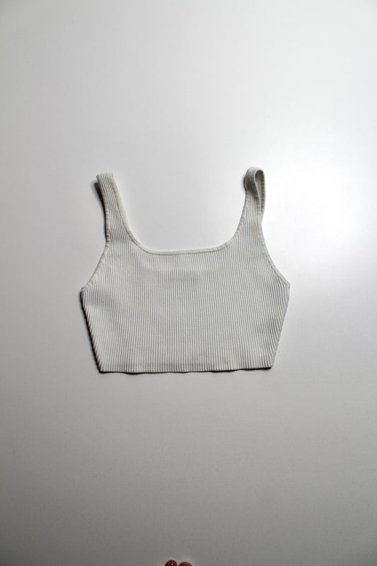 Aritzia Babaton white ribbed cropped sculpt tank, size medium