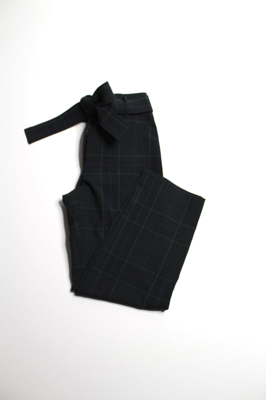 Aritzia Wilfred navy/green plaid tie front belted pant, size 4 (size small)